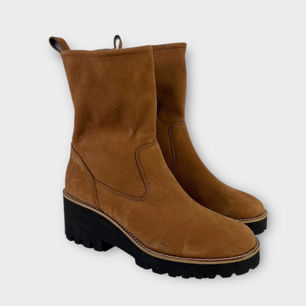 Paul Green Newbury Suede Wedge Boots in Toffee